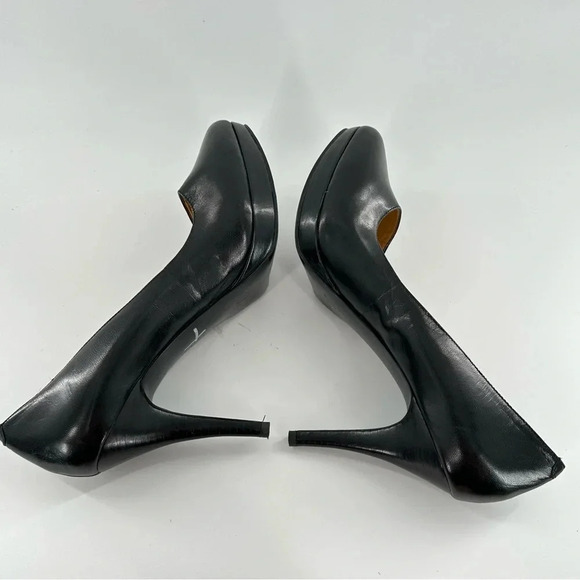 Nine West womens heels size 7.5 black leather chunky platform stilettos - Picture 6 of 12